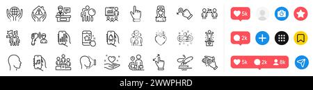 Suche nach Personen, Touchscreen-Gesten und Symbole für Siegerpodest. Für Web-App. Social-Media-Symbole. Vektor Stock Vektor