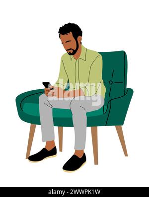 Geschäftsmann im Sessel mit Laptop. Stock Vektor