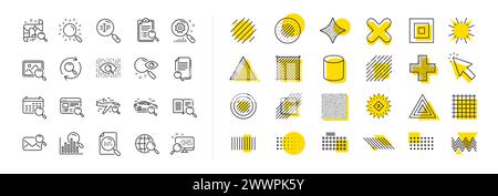 Suchzeilensymbole. Indexierung, künstliche Intelligenz und Autovermietung. Designelemente. Vektor Stock Vektor