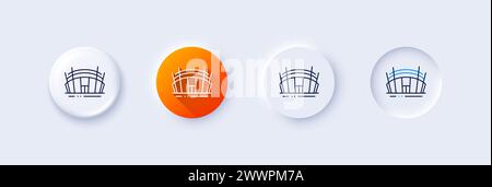 Arena Stadionlinie Symbol. Sportkomplex-Schild. Meisterschaftsgebäude. Zeilensymbole. Vektor Stock Vektor