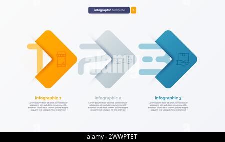 Infografik-Vorlage für Vektornummern, bestehend aus 3 Etiketten Stock Vektor