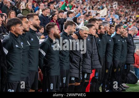 Bilbao, Spanien: 23. März 2024: Uruguay-Spieler bilden sich während des internationalen Freundschaftsspiels zwischen Euskadi und Uruguay im Estadio San Mamés ON Stockfoto