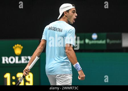 Francisco Cerúndolo (Argentinien) gegen Kroatien. Davis-Cup-Finale, Gruppe A (Bologna) Stockfoto