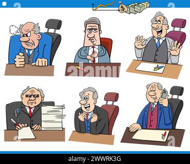 Comic-Illustration von lustigen Geschäftsleuten oder Boss-Charakteren Stock Vektor