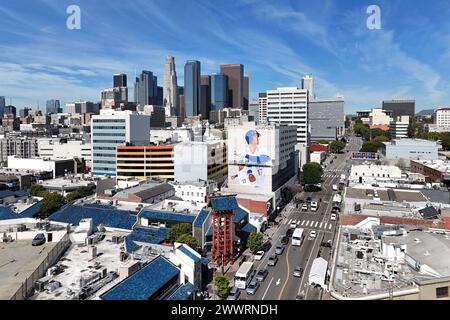 Eine allgemeine Gesamtansicht des Wandgemäldes der Los Angeles Dodgers, der als Hitter Shohei Ohtani im Miyako Hotel im Little Tokyo District von Los bekannt ist Stockfoto