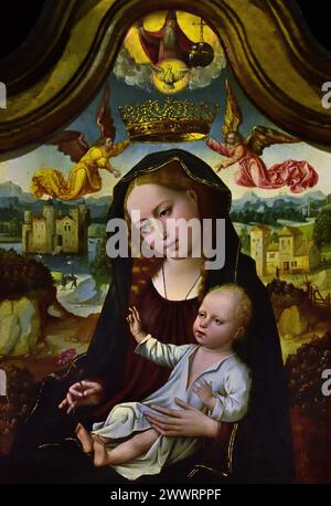 Maria mit Kind, Katharina und Barbara vom Meister der Magdalene-Legende 1500 Museum Mayer van den Bergh, Antwerpen, Belgien, Belgien. Stockfoto