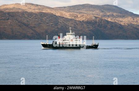 Eine Nahaufnahme der Coruisk, einer kaledonischen MacBrayne-Passagierfähre, im Firth of Lorne, Argyll and Bute, Schottland, Europa Stockfoto