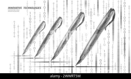 3D Digital Signature Writing-Konzept. Geschäftsmann weinen ein Schild auf dem Tablet-PC-Touchscreen-Terminal. Digital Pen Online Internet Data Security Drawing Stock Vektor