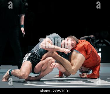 Polaris Professional 27 brasilianisches Jiu-Jitsu-Event, übertragen auf UFC FightPass und Youtube mit einigen der weltbesten Talente in BJJ, darunter Ffion Davis, Shane Curtis, Jozef Chen, Nathaniel Wood, Alex Caceres@ ICC Newport 23-03-24 Stockfoto