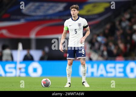 London, Großbritannien. März 2024. England Verteidiger John Stones während des Freundschaftsspiels England gegen Brasilien im Wembley Stadium, London, England, Vereinigtes Königreich am 23. März 2024 Credit: Every Second Media/Alamy Live News Stockfoto