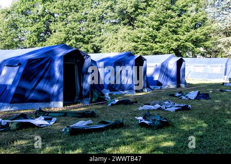 Amatrice, Rieti Italien 25. August 2016 Zelte für Erdbebenvertriebene in Mittelitalien. Länder, die neu aufgebaut werden müssen Stockfoto