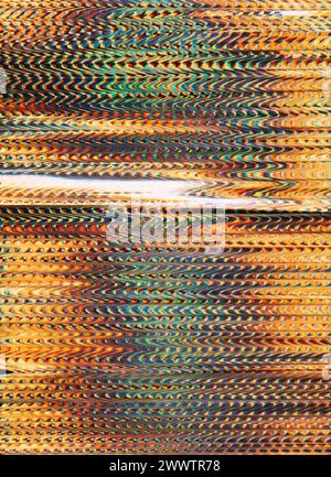 Glitch-Hintergrund digitale Verzerrung gelb grün Stockfoto
