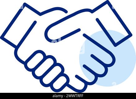 Handshake-Symbol. Partnerschaft, Vertrauen, Freundschaft und Geschäftsvereinbarungen. Einstellung von Tätigkeiten. Pixelperfekter, bearbeitbarer Kontur Stock Vektor