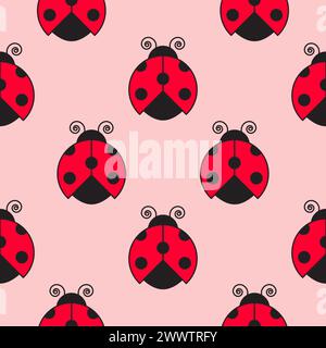 Nahtloses Muster. Rote Marienkäfer. Vektorabbildung. Stock Vektor