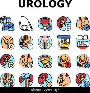Urologie Prostata Harnniere Icons Set Vektor Stock Vektor