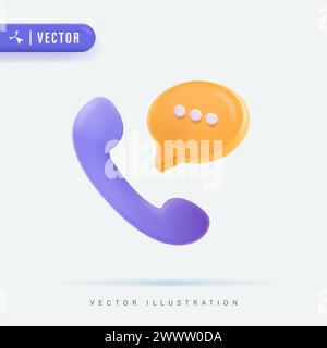 3D-realistisches Klingeln des Telefons. Symbol 3D-Vektor. Minimaler Cartoon-Stil. Support, Kundenservice, Hilfe, Kommunikationskonzept. Symbol Für Telefonanruf Stock Vektor