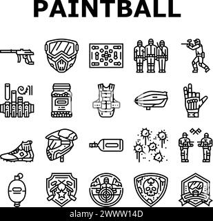 Paintball-Spieler-Team-Symbole setzen Vektor Stock Vektor