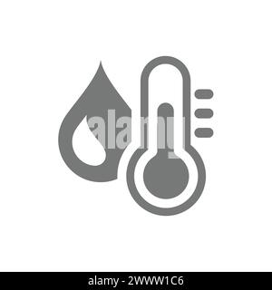 Wassertemperatur, Thermometer und Tropfvektor. Symbol „Feuchtefüllung“. Stock Vektor