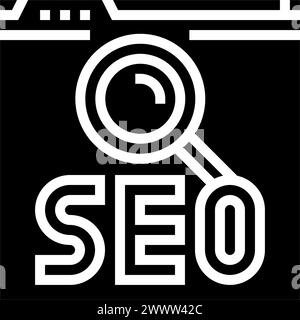 seo-Suchmaschinenoptimierung Glyphe-Symbol-Vektor-Illustration Stock Vektor