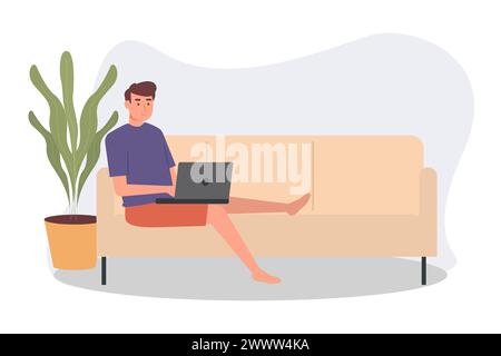 Arbeit von zu Hause Set Vektor Illustration, Online Meeting Set Konzept flaches Design, Freelancer Arbeit zu Hause Vorlage Stock Vektor