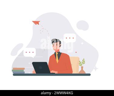 Arbeit von zu Hause Set Vektor Illustration, Online Meeting Set Konzept flaches Design, Freelancer Arbeit zu Hause Vorlage Stock Vektor