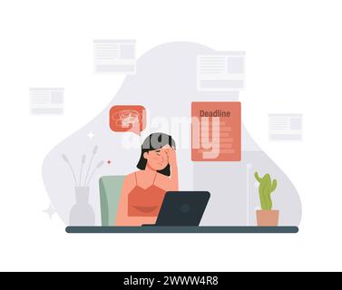 Arbeit von zu Hause Set Vektor Illustration, Online Meeting Set Konzept flaches Design, Freelancer Arbeit zu Hause Vorlage Stock Vektor