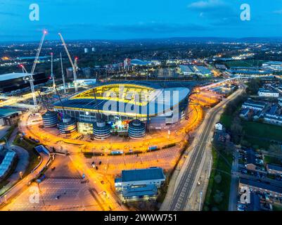 Luftbild des Etihad Stadions (City Stadium) Manchester, Großbritannien. Stockfoto