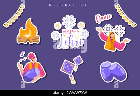 Happy Lohri Festival Of Punjab Vektor Illustration. Stock Vektor