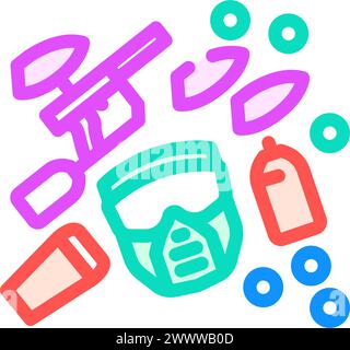 Ausrüstung Paintball Spiel Farbe Symbol Vektor Illustration Stock Vektor