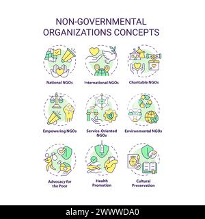 Mehrfarbige Konzeptsymbole für Nichtregierungsorganisationen Stock Vektor