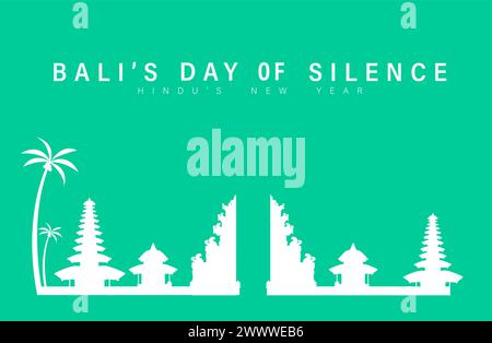 Übersetzung : Happy Nyepi Day. Happy Bali's Day of Silence und Hindu New Year Vector Illustration, Nyepi Day und Hari Raya Saka, hinduistische Zeremonie Stock Vektor