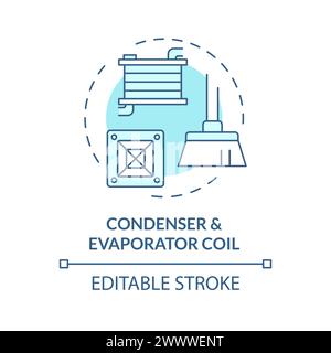 Kondensator- und Verdampferspule weiches blaues Konzeptsymbol Stock Vektor
