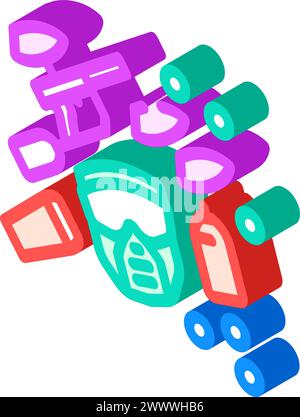 Ausrüstung Paintball Spiel isometrische Icon Vektor Illustration Stock Vektor