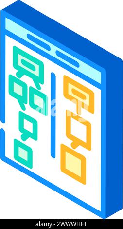 Affinitätsdiagramm ux ui Design isometrische Symbolvektorgrafik Stock Vektor