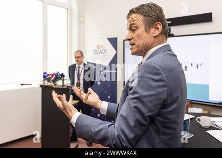 Brüssel, Belgien März 2024. Justizminister Paul Van Tigchelt, Bild auf einer Pressekonferenz des Nationalen sicherheitsrates OCAD-OCAM am Dienstag, den 26. März 2024 in Brüssel. BELGA FOTO JAMES ARTHUR GEKIERE Credit: Belga News Agency/Alamy Live News Stockfoto