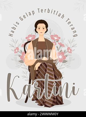Selamat Hari Kartini Bedeutet Happy Kartini Day. Kartini ist eine indonesische Held. Habis Gelap terbitlah terang bedeutet, dass die Dunkelheit Licht kommt. Vektor Stock Vektor