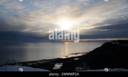 Sonnenuntergang Über Cook Inlet, Alaska Stockfoto