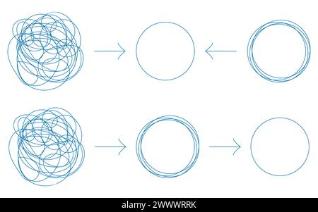 Chaotisch verworrene Linienzeichnung das Konzept der Psychotherapie, Probleme zu lösen, ist eine einfache Vektorillustration. Stock Vektor