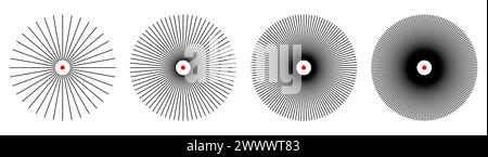 Radiale Kreislinien kreisförmige Trennlinien Vektorillustration. Stock Vektor