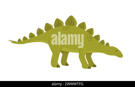 Grüner Stegosaurus-Dinosaurier. Prähistorisches Tier, Dschungel Reptilien Gruppe, jurassic World Evolution Cartoon Vektor Illustration Stock Vektor