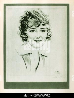 Vintage Etching Zeichnung der Schauspielerin Mary Pickford von Walter Tittle, veröffentlicht im Photoplay Magazin 1921 Stockfoto