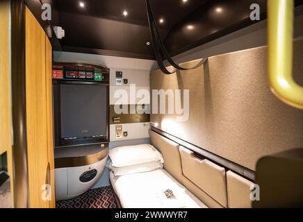 Eine Kabine an Bord des GWR Night Riviera Sleeper von Penzance nach London Paddington Stockfoto
