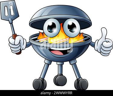 Barbecue Cartoon Mascot Holzkohle Barbecue Person Stock Vektor