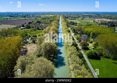 Moissac (Südwestfrankreich): Canal lateral a la Garonne in der Nähe des schiffbaren Aquädukts „pont-Canal du Cacor“ Stockfoto