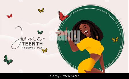Schwarzes Geschichte Monat Design Poster mit Mädchen Charakter Vektor Illustration Stock Vektor