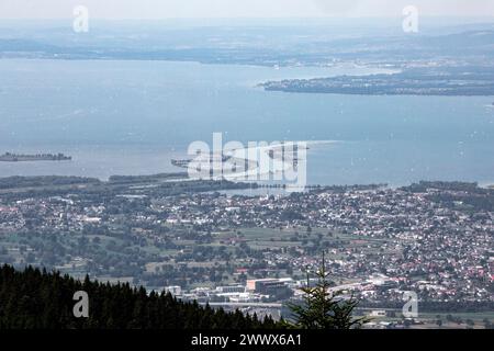 Blick Vom Bödele Im Bregenzerwald Auf Den Bodensee, Die Rheinmündung, Vorarlberg, Österreich Stockfoto