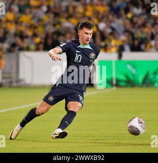 Canberra, Australien. 27. März 2024 Ajdin Hrustic während der WM-Qualifikation AFC-Spiel Libanon gegen Australien. Quelle: Kleber Osorio/Alamy Live News Stockfoto