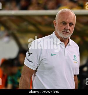 Canberra, Australien. 27. März 2024 Australiens Trainer Graham Arnold beim WM-Qualifikationsspiel Libanon gegen Australien. Quelle: Kleber Osorio/Alamy Live News Stockfoto