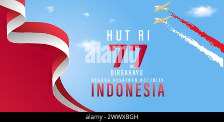 Übersetzung : Happy Independence Day of Indonesia Vector Illustration. Geeignet für Vorlagen-Poster-Banner-Design. Stock Vektor