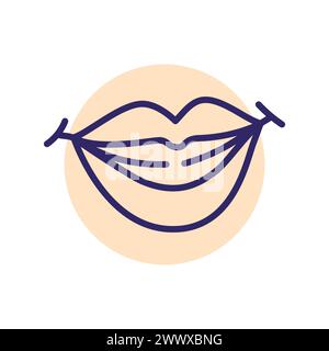 Zeichentricklippen Lächellinien-Symbole gesetzt. Element für Zeichenfläche. Vektorisoliertes Element. Bearbeitbare Kontur. Stock Vektor